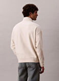 Calvin Klein Jeans Fermuarlı Yaka Krem Erkek Sweatshırt LV04RD236G67U LS PREMIUM TERRY MICR