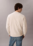 Calvin Klein Jeans Bisiklet Yaka Krem Erkek Sweatshırt LV04RD234G67U LS PREMIUM TERRY MONO