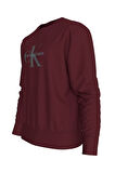 Erkek Bisiklet Yaka Monogram Logolu Pamuklu Sweatshirt - Bordo | XL