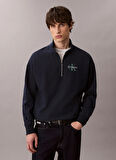 Calvin Klein Jeans Fermuarlı Yaka Lacivert Erkek Sweatshırt LV04RD236GCEF LS PREMIUM TERRY MICR