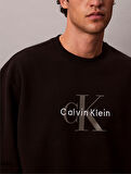 CALVIN KLEIN Erkek Marka Logo Baskılı Bisiklet Yaka Günlük Kullanıma Uygun Uzun Kollu Şık Görünüşlü Siyah Sweatshirt LV04RD242G UB1