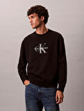 CALVIN KLEIN Erkek Marka Logo Baskılı Bisiklet Yaka Günlük Kullanıma Uygun Uzun Kollu Şık Görünüşlü Siyah Sweatshirt LV04RD242G UB1