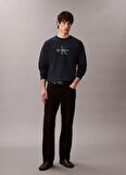 Calvin Klein Jeans Bisiklet Yaka Lacivert Erkek Sweatshırt LV04RD234GCEF LS PREMIUM TERRY MONO