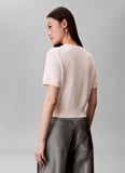 Calvin Klein Jeans Yuvarlak Yaka Standart Desenli Beyaz Kadın Kazak CHUNKY COTTON GRAPHIC VEST