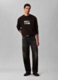 Calvin Klein Bisiklet Yaka Siyah Erkek Sweatshırt LV04LD242GUB1_LS EU 350TERRY CALVIN