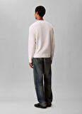 Calvin Klein Bisiklet Yaka Beyaz Erkek Sweatshırt LV04LD242GYAF_LS EU 350TERRY CALVIN