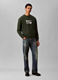 Calvin Klein Bisiklet Yaka Yeşil Erkek Sweatshırt LV04LD242GLLG_LS EU 350TERRY CALVIN