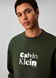 Calvin Klein Bisiklet Yaka Yeşil Erkek Sweatshırt LV04LD242GLLG_LS EU 350TERRY CALVIN