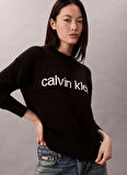 Calvin Klein Jeans Yuvarlak Yaka Standart Baskılı Siyah Kazak Kadın LV047C311GUB1