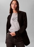 Calvin Klein Jeans Yuvarlak Yaka Baskılı Gri Kadın T-Shirt SS CLASSIC MONOLOGO METALLIC CNE