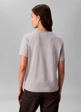 Calvin Klein Jeans Yuvarlak Yaka Baskılı Gri Kadın T-Shirt SS CLASSIC MONOLOGO METALLIC CNE