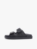 DOUBLE STRAP RAFFIA SANDAL Kadın Siyah Terlik - FW0FW09122