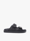 DOUBLE STRAP RAFFIA SANDAL Kadın Siyah Terlik - FW0FW09122