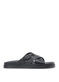 Tommy Hilfiger Siyah Erkek Deri Terlik FLAG HARDWARE LTH SANDAL