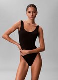 Calvin Klein Siyah Kadın Standart Fit Desenli Mayo SCOOP BACK ONE PIECE
