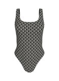 Calvin Klein Siyah Kadın Standart Fit Desenli Mayo SCOOP BACK ONE PIECE