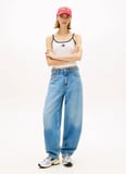 Tommy Jeans Ekru Kadın T-Shirt TJW SLIM BADGE STRAPPY TOP