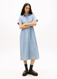 Tommy Jeans Mavi Kadın Gömlek Elbise TJW MAXI LINEN BLEND SHIRT DRESS