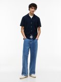 TJM REG LINEN BLEND CAMP SS EXT Erkek Mavi KK Gömlek - DM0DM23058