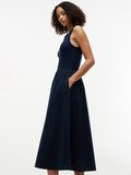 GOLD BUTTON POPLIN MIX DRESS Kadın Mavi Elbise - WW0WW49628