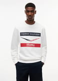 Tommy Hilfiger Beyaz Erkek Bisiklet Regular Fit Logo Baskılı Sweatshirt MN0MN00080YBR