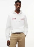 Tommy Hilfiger Beyaz Erkek Kapüşon Regular Fit Yazı Baskılı Sweatshirt MN0MN00099YBR