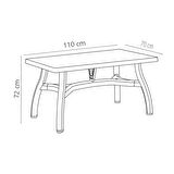 Omnipazar MT-GF240 Prima Roccia Plastik Dikdörtgen Bahçe Balkon Masa 70x110 cm