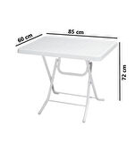 Omnipazar MT-GFM210 Picnic Plastik Dikdörtgen Katlanır Bahçe Balkon Masa 60x85 cm Beyaz