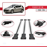 Peugeot 207 SW 2006-2014 Arası ile Uyumlu FLY Model Ara Atkı Tavan Barı Gri 3 Adet