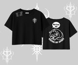 Not Lazy Saving My Spirit Kedi Baskılı Oversize Crop Tshirt