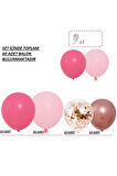 Lüks 1 Yaş Doğum Günü Balon Seti Fuşya Makaron Pembe