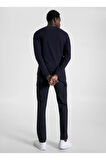 Uzun Kollu Monotype Göğüs Şerit Slim Fit
