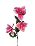 Yapay Çiçek Pembe Manolya Islak Doku 3 Kafalı Uzun Dal Çiçek Flowers 95cm