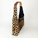 Woodycord El Yapımı Leopar Desenli Hobo Bag Omuz Çantası