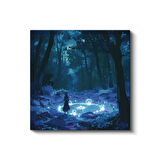 Gece Ormanı - Mavi Büyü Anime Kanvas Tablo