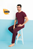 AYDOĞAN Şık ve Rahat Bordo Modal Erkek Pijama Takımı