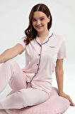 Kadın Klasik Regular Önden Düğmeli Kısa Kollu Pijama Takımı L1.PC.004.12.01.K1