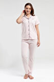 Kadın Klasik Regular Önden Düğmeli Kısa Kollu Pijama Takımı L1.PC.004.12.01.K1