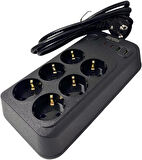 Lunatic Showmax Serisi SH-3046 Termal Akım Korumalı Priz 2 MT (6 Priz + 2 Usb + 2 Type-c) (6 Lı 2xUSB 2xType C Çıkışlı)
