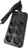 Lunatic Showmax Serisi SH-3046 Termal Akım Korumalı Priz 2 MT (6 Priz + 2 Usb + 2 Type-c) (6 Lı 2xUSB 2xType C Çıkışlı)