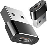 Lunatic 2944 USB 3.0 To Type-C Şarj Data Çevirici Dönüştürücü Adaptör - Dişi USB'den Type-C Soketine Çevirir - İki Ucu Type-C Olan Kablo İle Standart USB Üzerinden Şarj Edilir (
