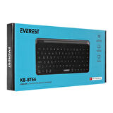 Everest KB-BT66 Siyah 2.4G+BT1+BT2 üçü bir arada 3 in 1 2.4/Bluetooth Çift Modlu PC/Mobil Bilgisayar Tablet Televizyon Uyumlu Q Kablosuz klavye 