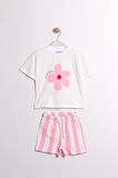 Laciel Paris Çiçek Baskılı T-shirt ve Müslin Şort Alt Üst Takım