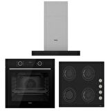 FERRE FRYART SİYAH SET ( D100 SİYAH DAVLUMBAZ-CS205 SİYAH OCAK- XE63CS FRYART SİYAH FIRIN )