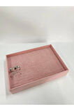 Yerli Üretim Süet Kumaş Pembe Renk 34/24 Cm Batırmalı Çekmeçe Içi Bileklik Kelepçe Tablası