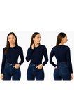 body bisiklet yaka uzun kol örme kumaş viskon kadın body