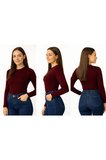 body bisiklet yaka uzun kol örme kumaş viskon kadın body