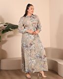 Kadın Buyuk Beden Yazlik Elbise Plus Tesettur Giyim Uzun Elbise