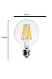 CT-4354  6 Watt Flament Led Ampul G95 Glop Şeffaf Gunışığı 