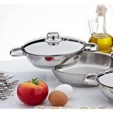 6 Parça Omlet Set Çelik Kapaklı